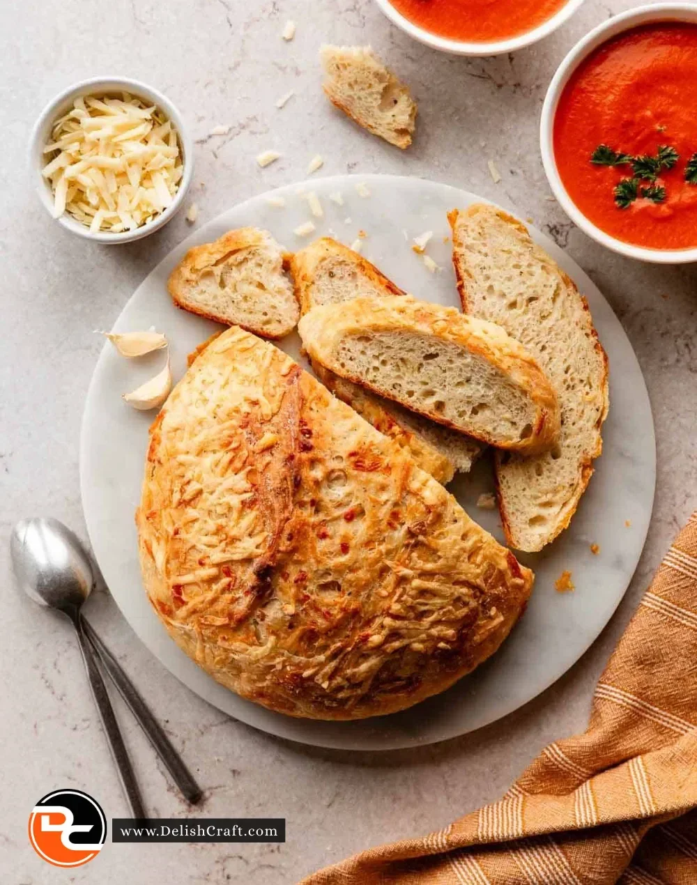 Asiago-Crusted Skillet Bread fresh out of the oven with a golden crust