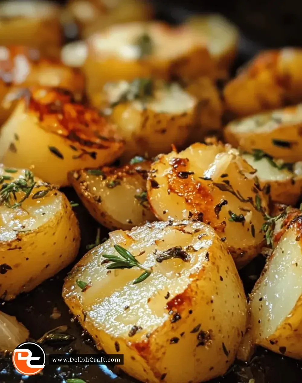 Delicious best roasted garlic herb potatoes served in a bowl