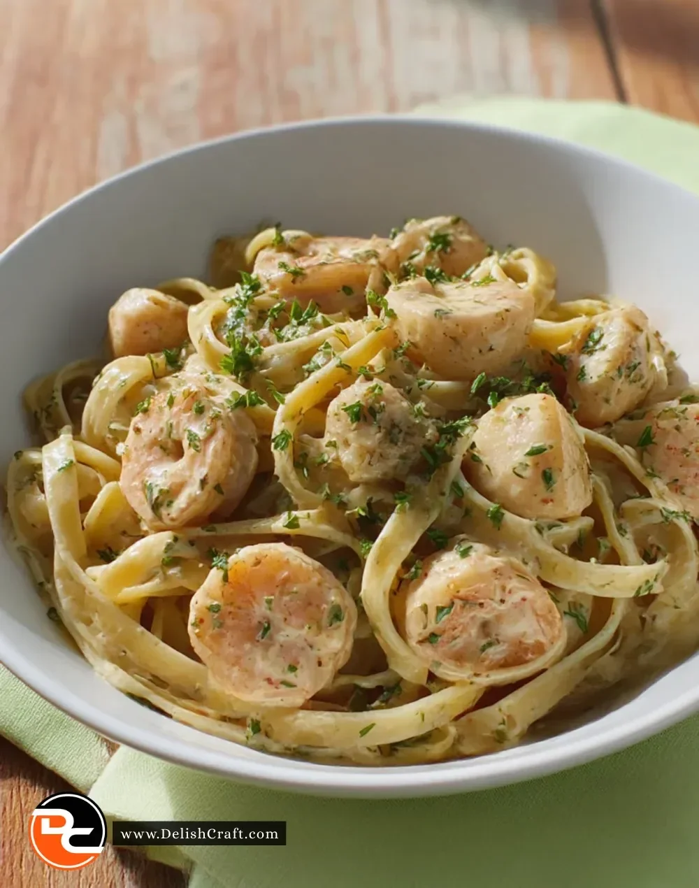 Delicious plate of Cajun Seafood Pasta with shrimp and spices