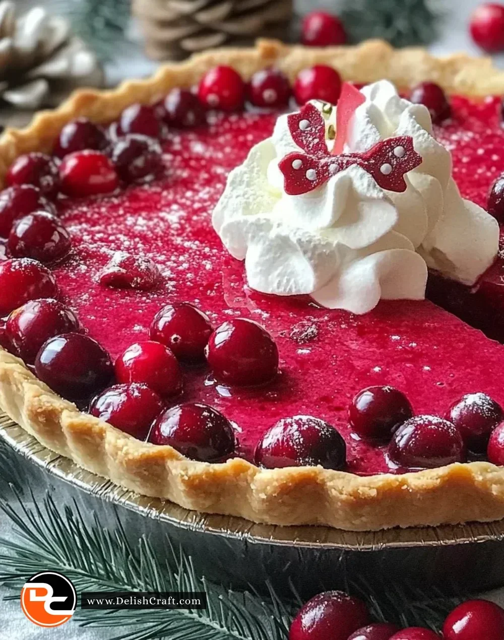 Delicious homemade Cranberry Custard Pie with a flaky crust and creamy filling
