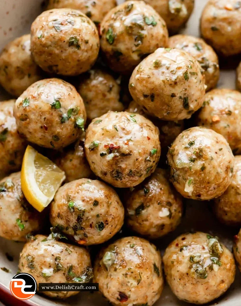 Delicious easy baked chicken meatballs ready to serve