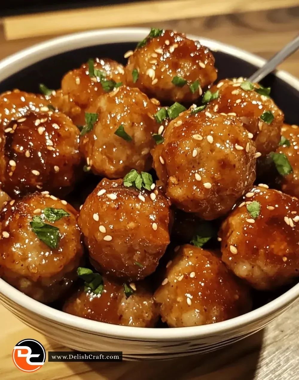 Delicious honey garlic chicken meatballs served on a plate