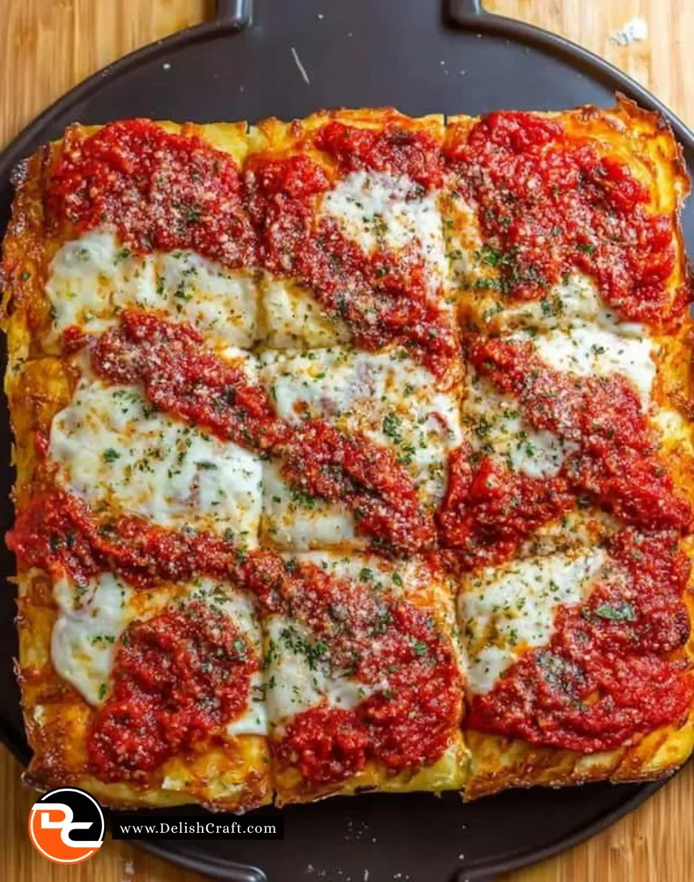Homemade Sicilian pizza with fresh toppings and golden crust