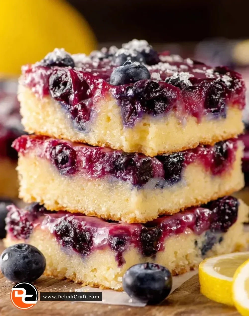 Delicious lemon blueberry bars with a vibrant lemon glaze and fresh blueberries
