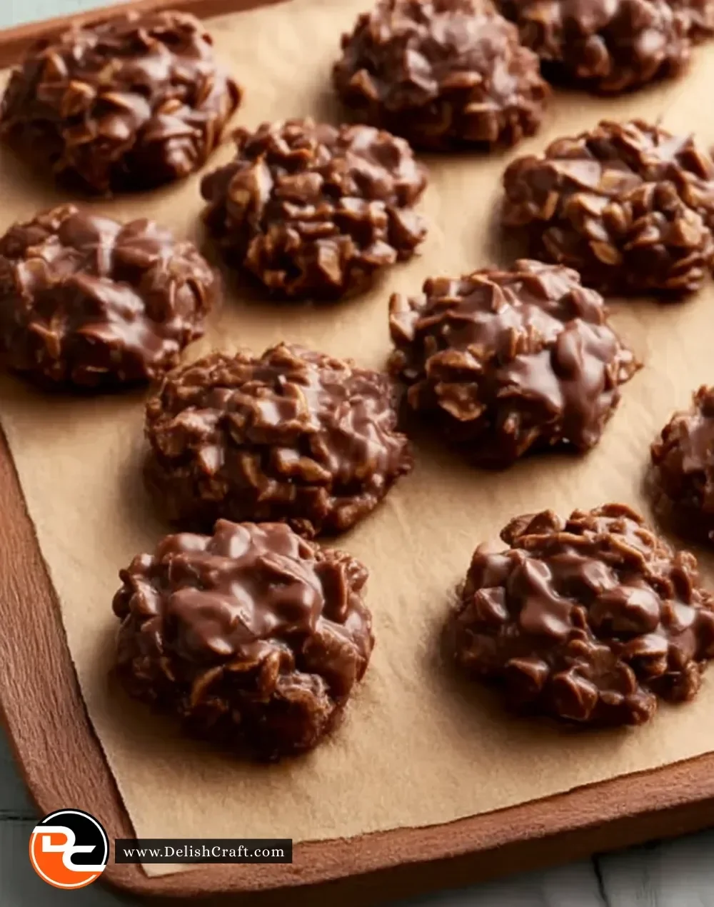Peanut Butter-Chocolate No-Bake Cookies on a plate
