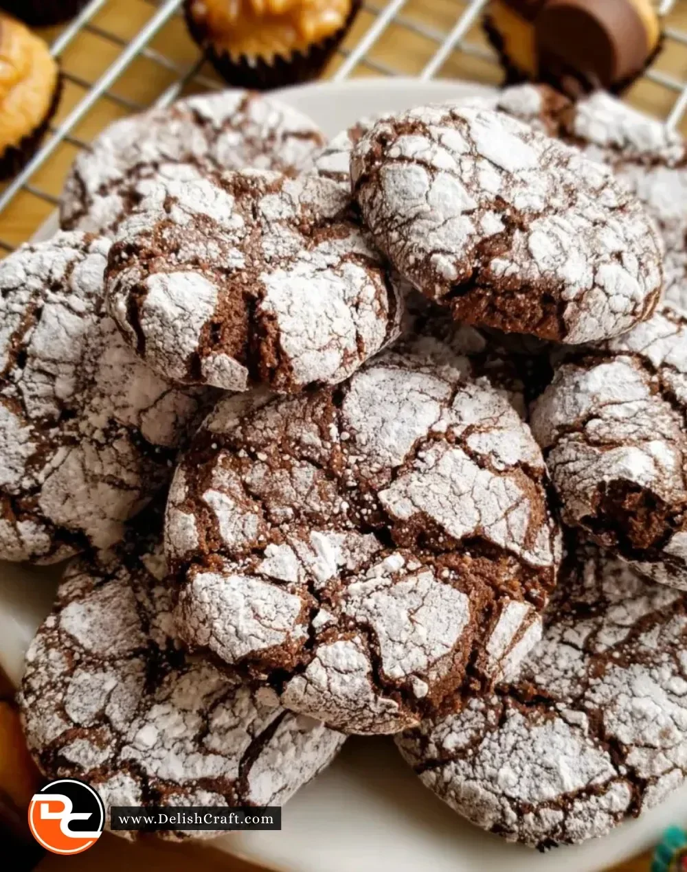 Delicious Reese's Crinkle Cookies with chocolate and peanut butter flavor
