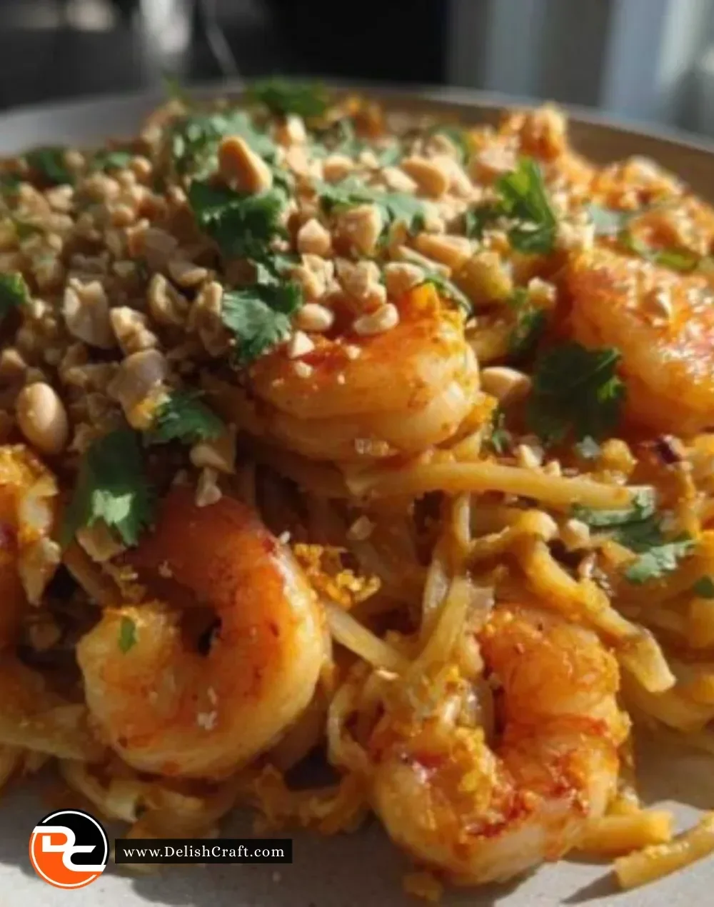 Quick and easy 15-minute Pad Thai dish with vegetables and shrimp