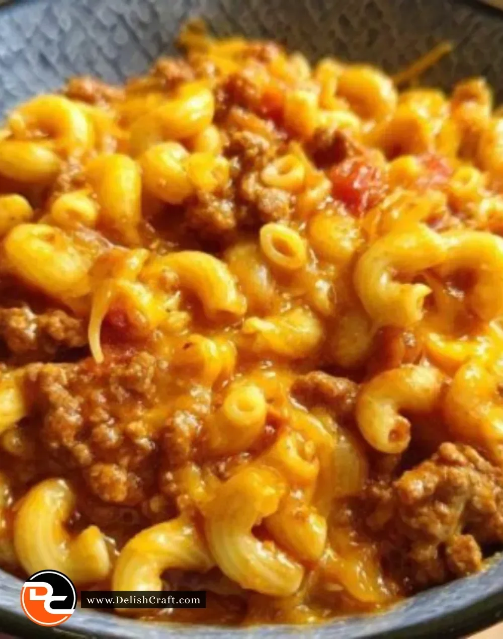 Delicious bowl of Instant Pot Chili Mac with cheese and spices