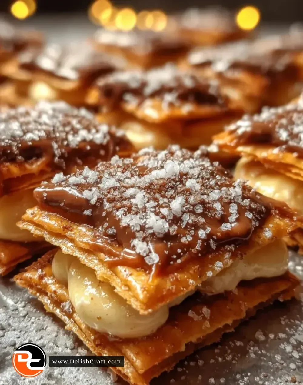 Churro Toffee Saltine Bites, a sweet snack with cinnamon and sugar topping
