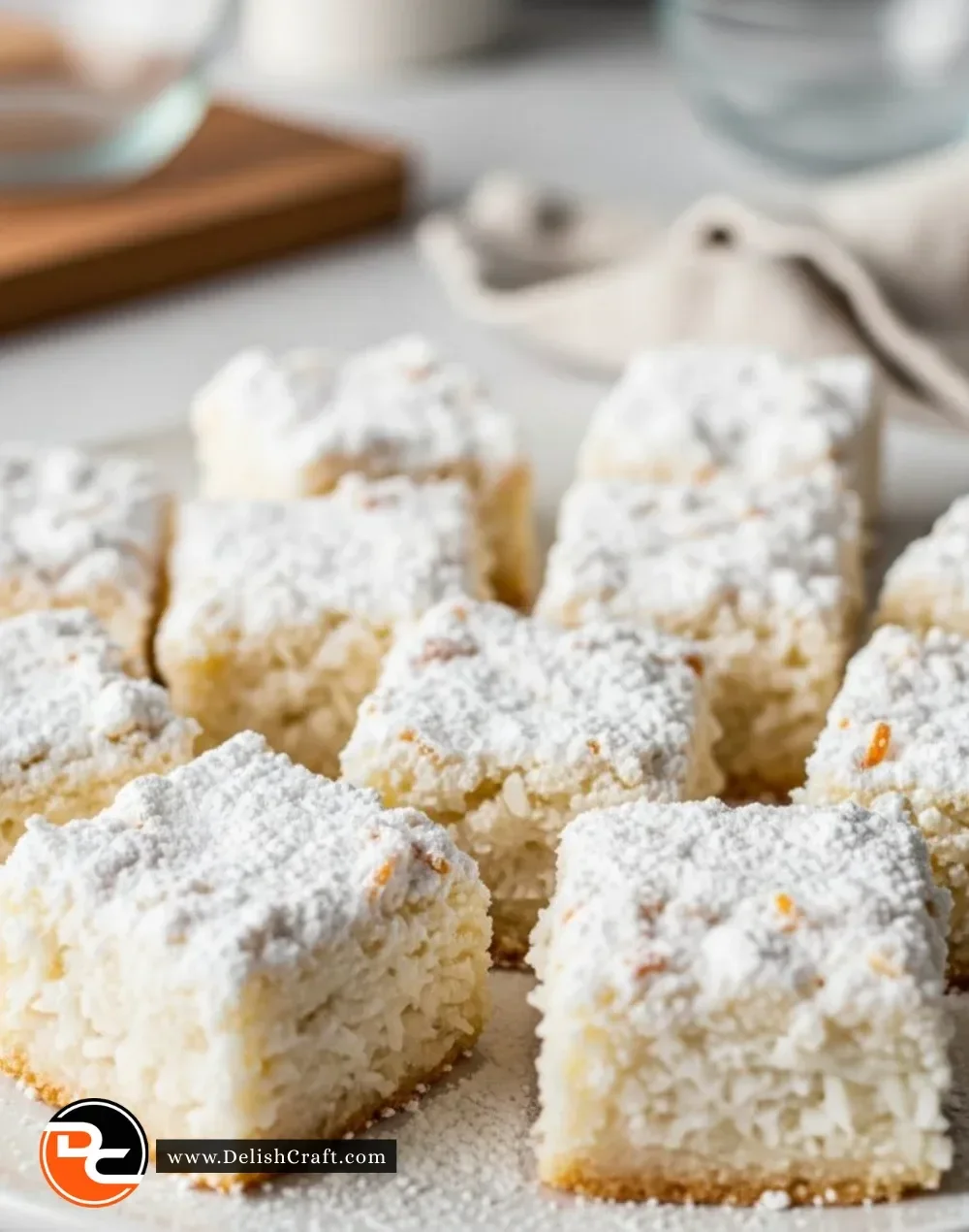Delicious Coconut Rum Snow Squares dessert showcasing coconut and rum flavors.
