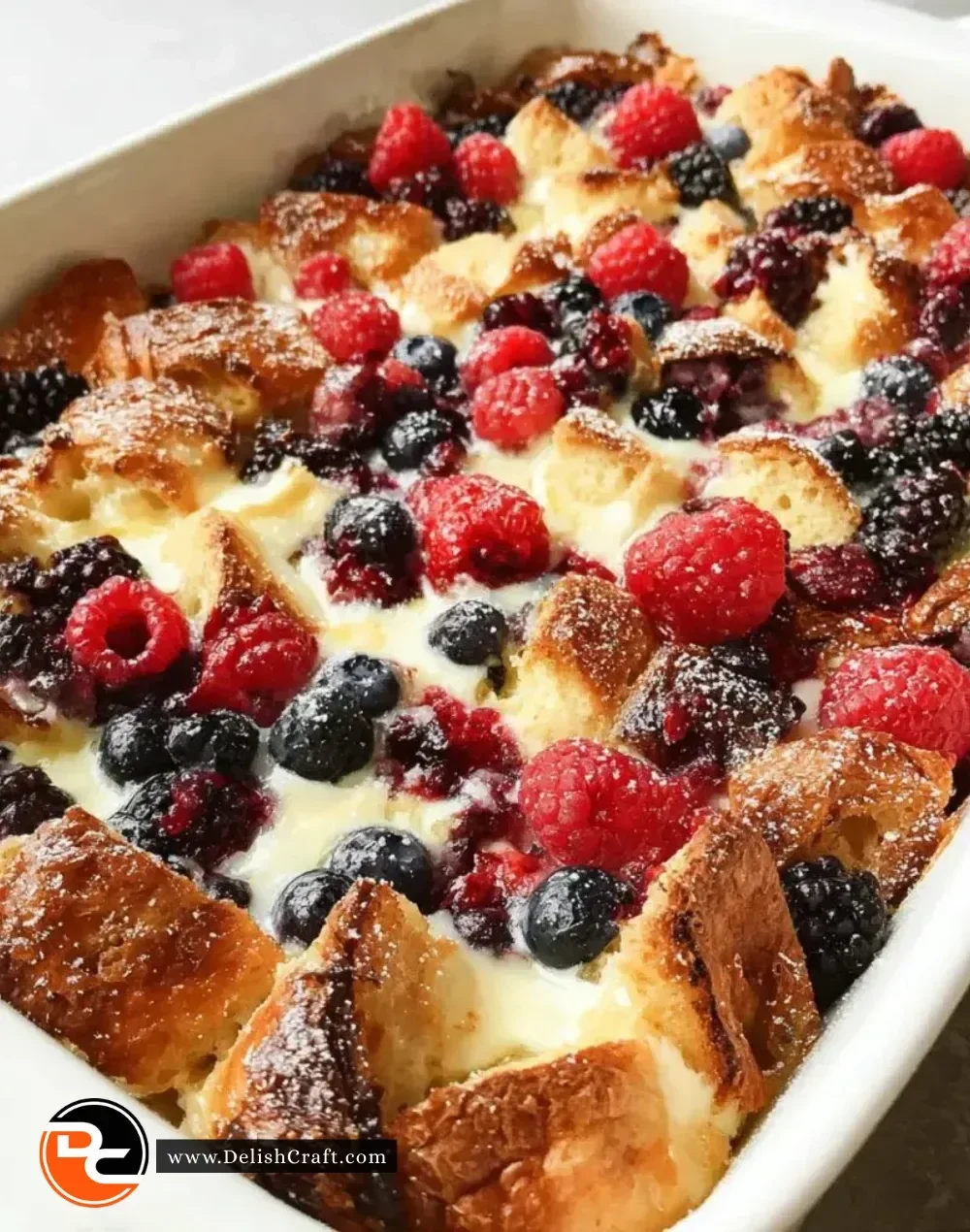 Delicious Croissant Breakfast Casserole served on a plate