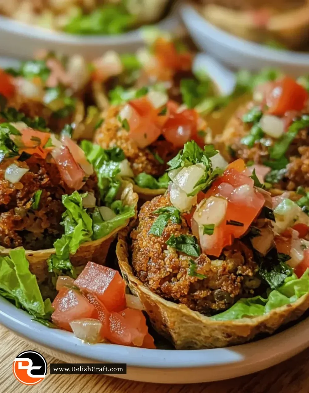 Easy Mini Falafel Salad Cups with fresh ingredients and falafel