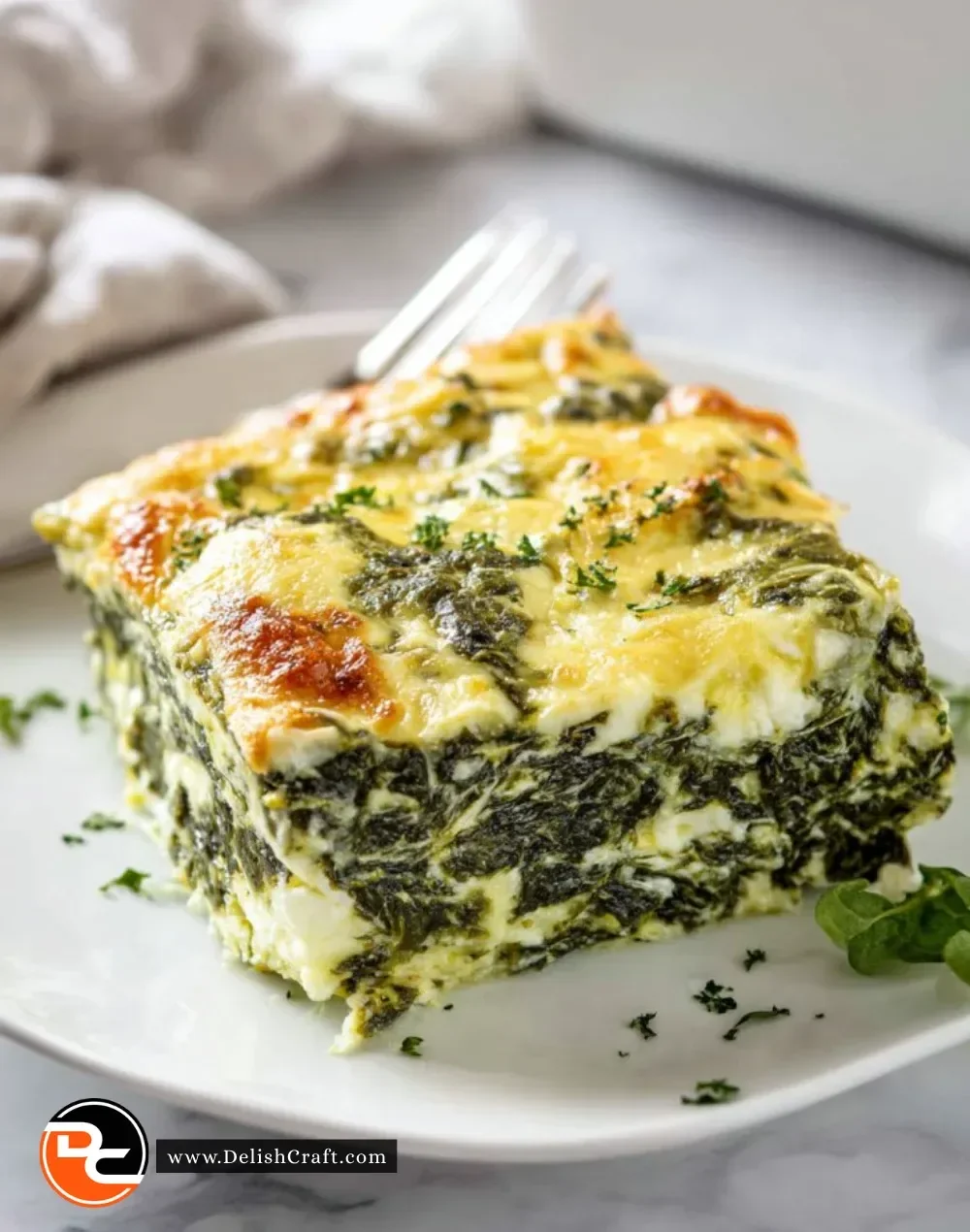 Delicious easy spinach casserole fresh out of the oven