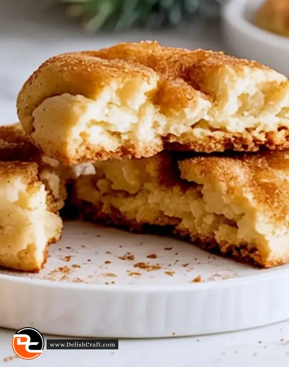 Delicious eggnog snickerdoodles on a festive plate ready for the holidays.