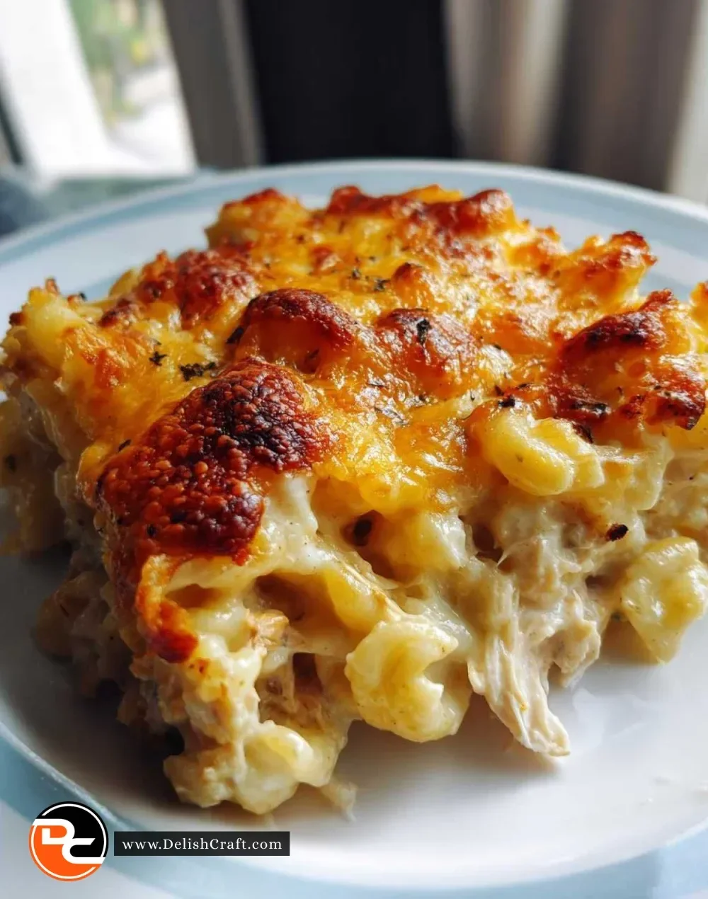 Extra Cheesy Tuna Noodle Casserole topped with crispy breadcrumbs and melted cheese