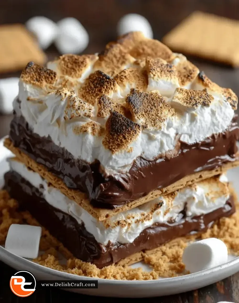 Delicious frozen s'mores dessert made with chocolate and marshmallows