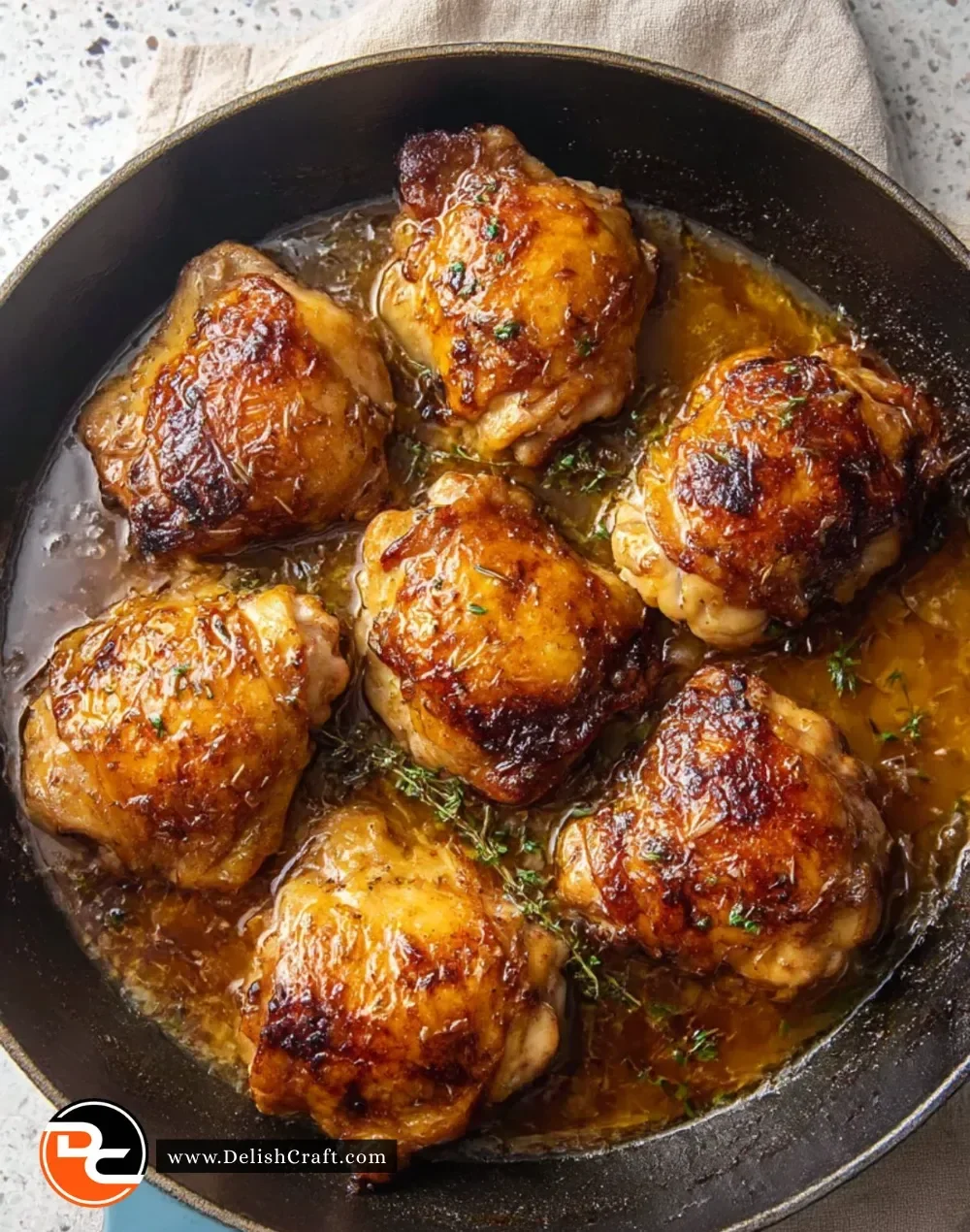 Delicious Garlic-Brown Sugar Chicken Thighs with a savory glaze