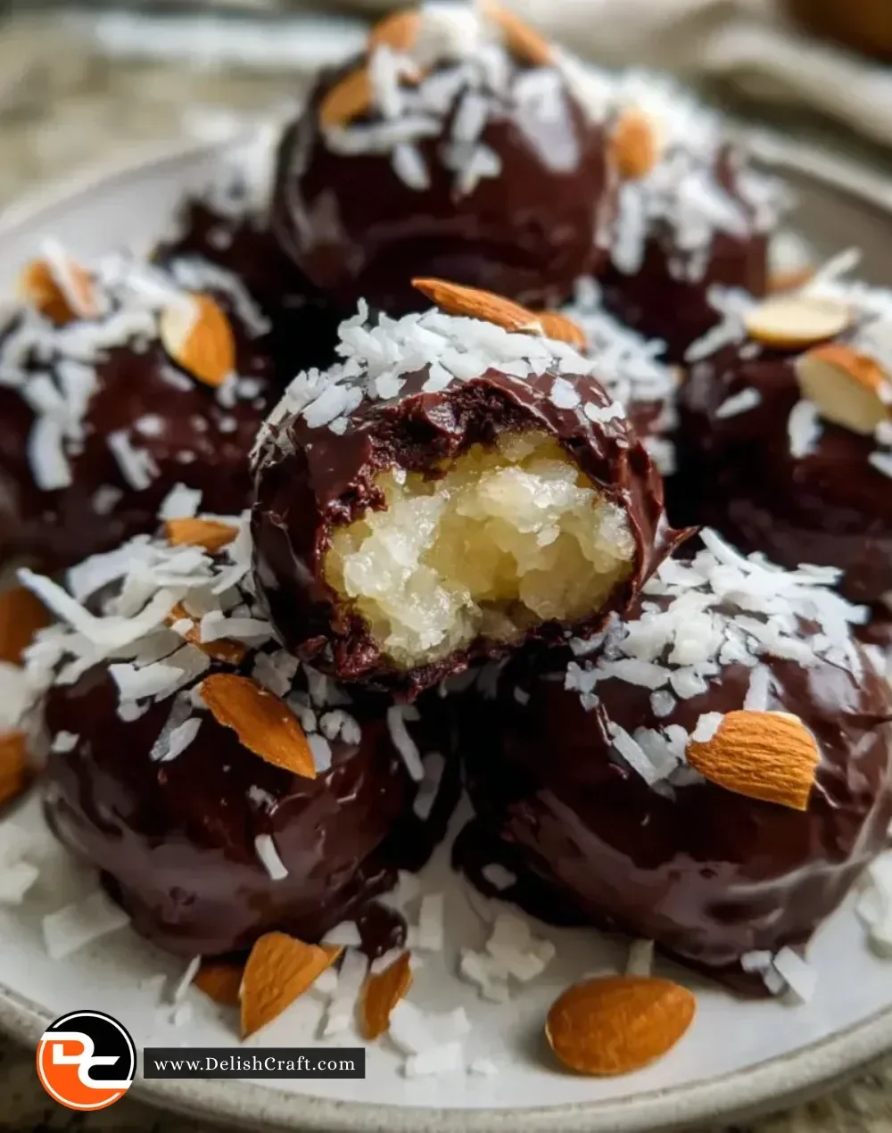 Delicious homemade Almond Joys recipe with chocolate and coconut.