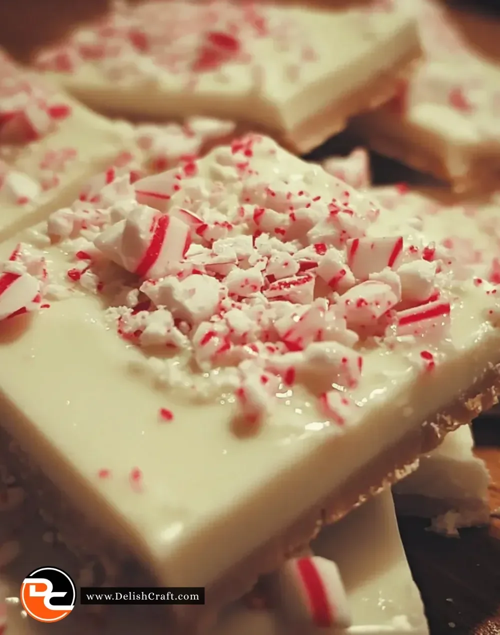 Delicious Christmas peppermint bark with chocolate and crushed candy canes
