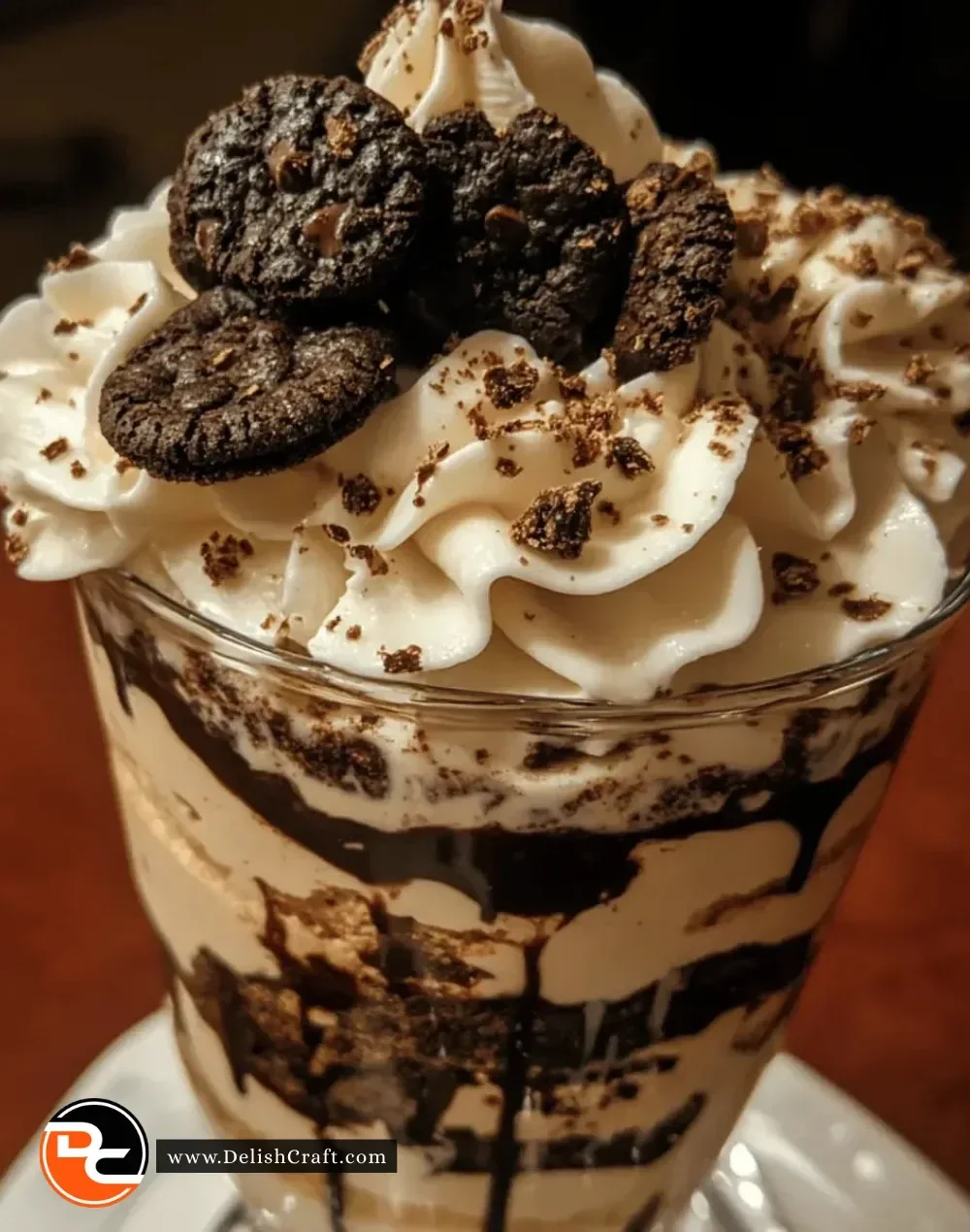 Delicious creamy cookies & cream freshly baked and served on a plate.