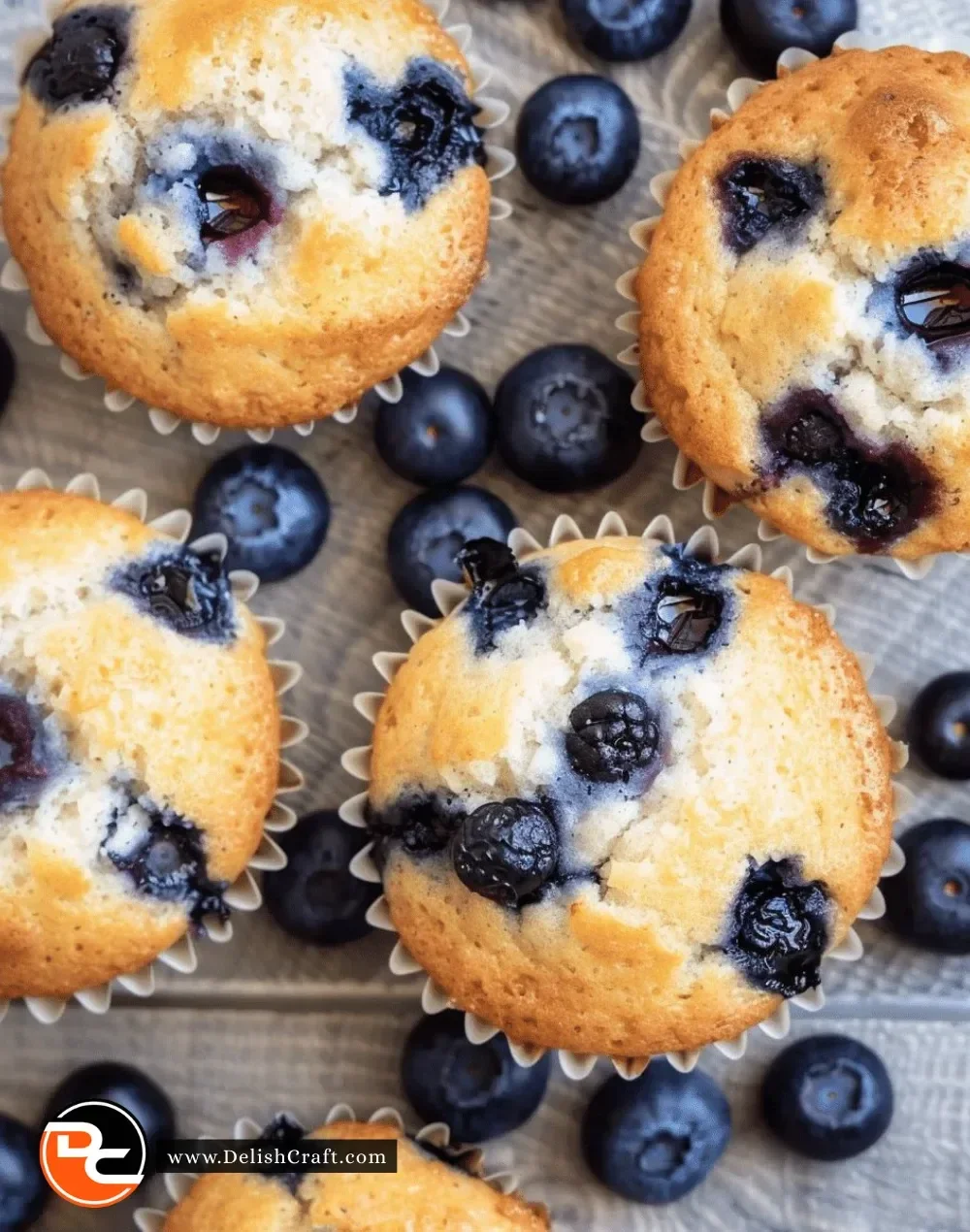 Low Carb Greek Yogurt Blueberry Muffins fresh out of the oven