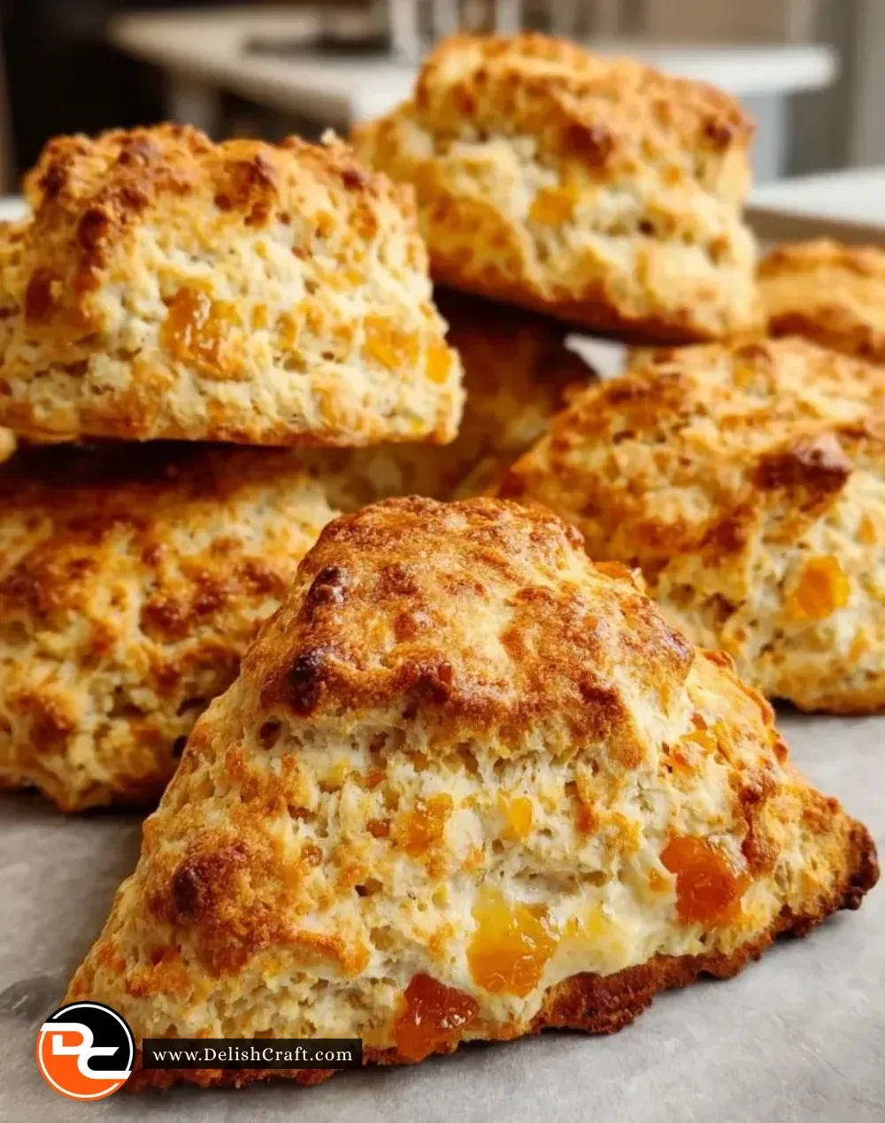 Orange chai scones with spices and citrus flavor on a serving plate