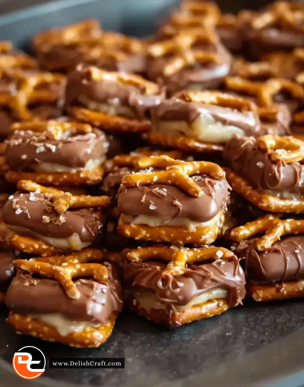 Delicious Snickers Pretzel Bites with chocolate, peanuts, and pretzel crunch