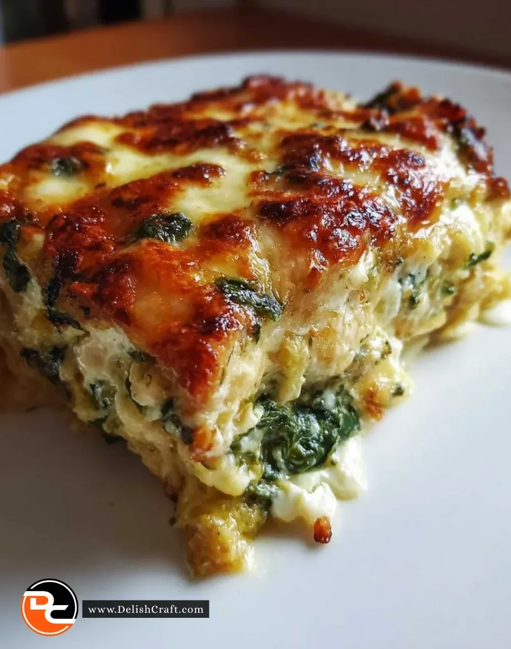 Delicious Spinach and Squash Casserole served in a baking dish