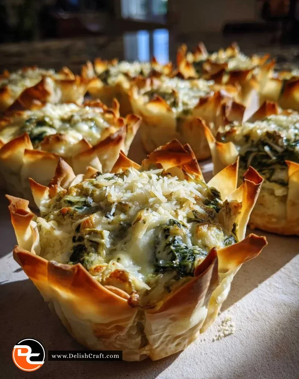 Delicious spinach artichoke bites served on a platter