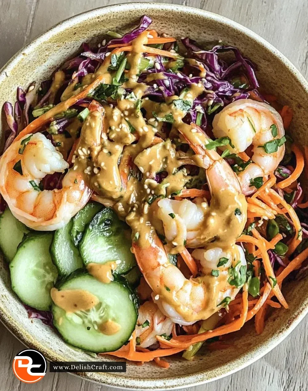 Spring Roll in a Bowl served with creamy peanut sauce