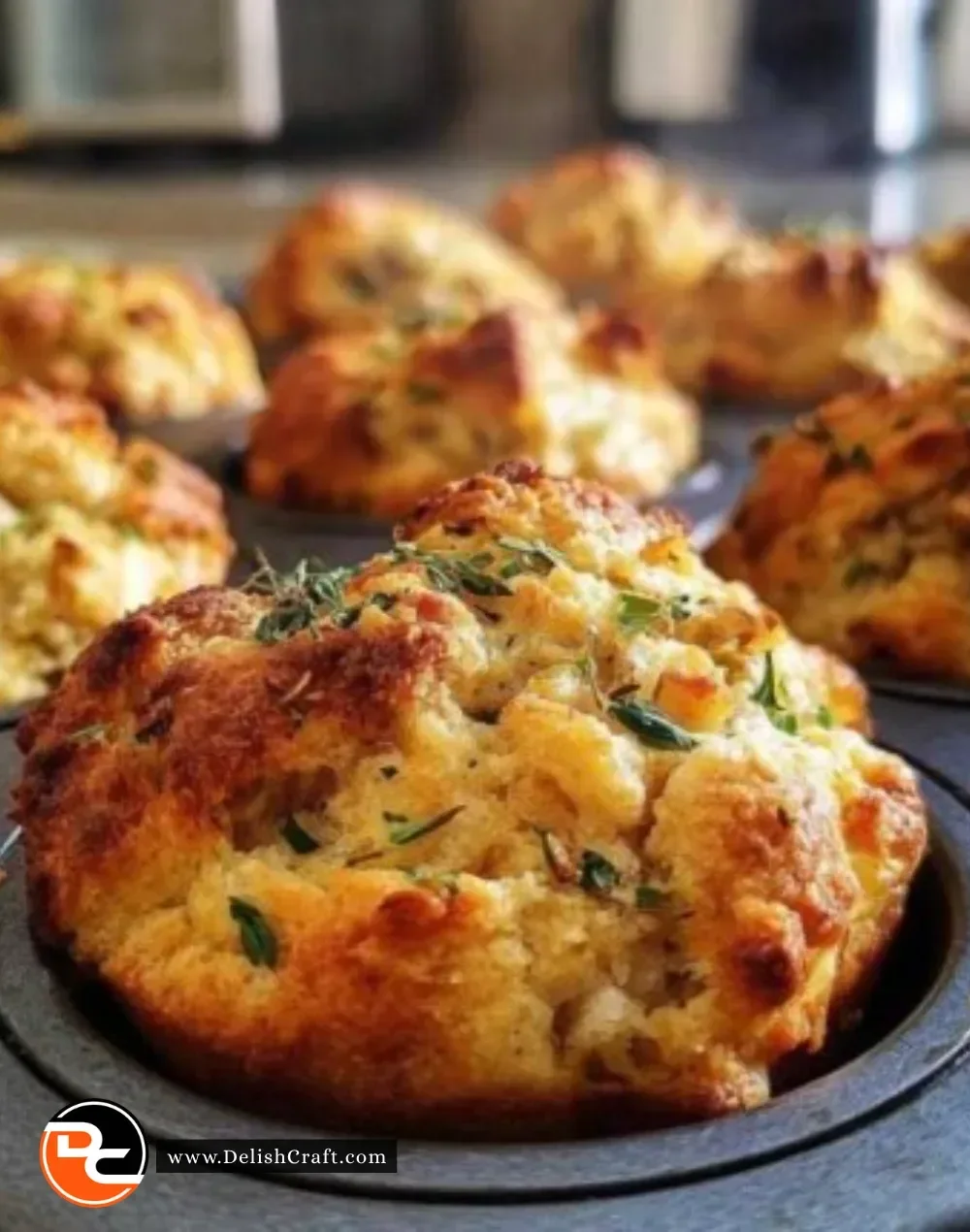 Thanksgiving stuffing muffins served on a platter for holiday dinner