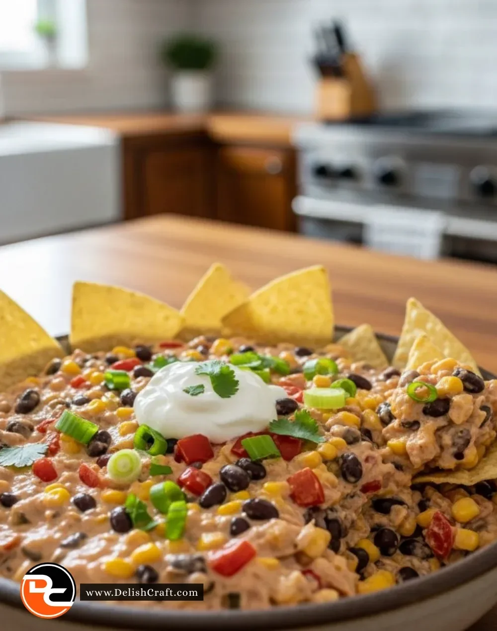 Viral TikTok boat dip recipe served in a bowl with chips