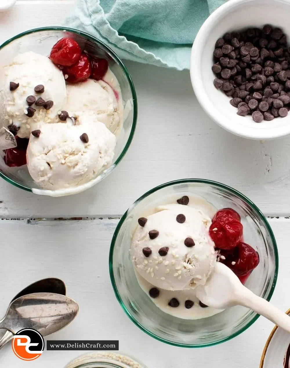 Bowl of 3-ingredient vegan ice cream topped with fresh fruits
