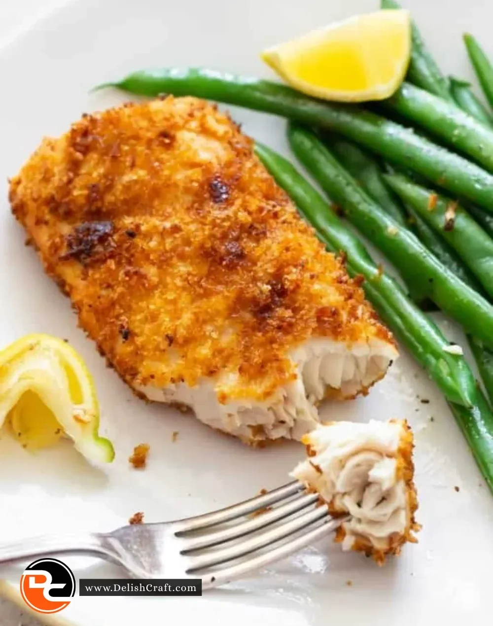 Crispy air fryer mahi mahi served with lemon and herbs