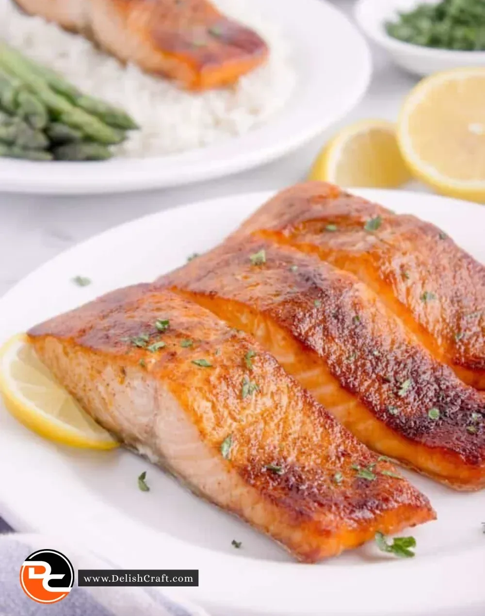 Deliciously cooked Air Fryer Salmon served with vegetables