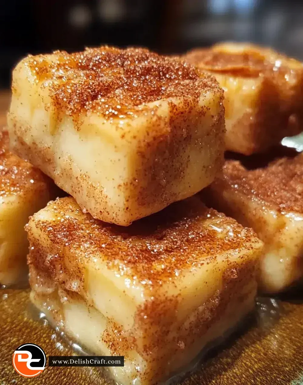 A bowl of homemade Apple Cinnamon Yogurt Bites garnished with cinnamon sticks.