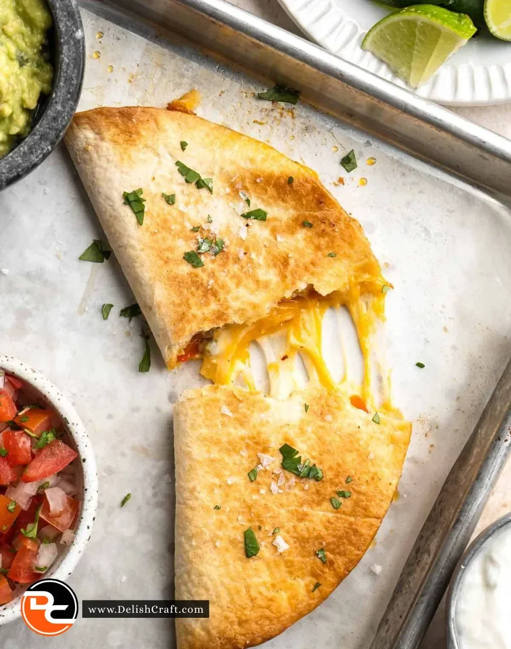 Delicious baked chicken quesadillas served on a plate