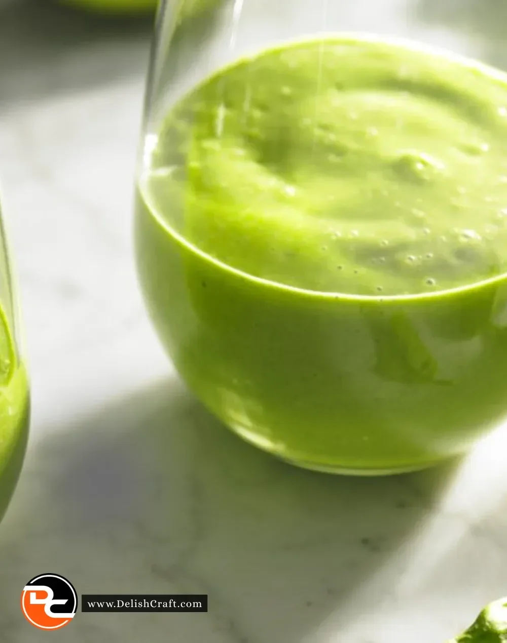 Healthy banana smoothie with spinach and avocado ingredients