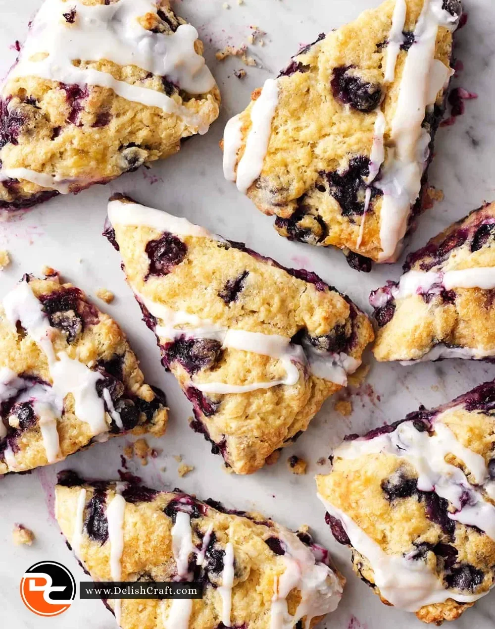 Freshly baked blueberry scones on a plate