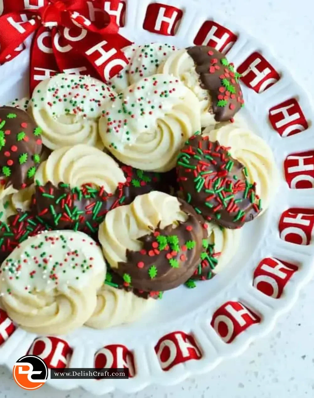 Delicious homemade butter cookies on a serving plate