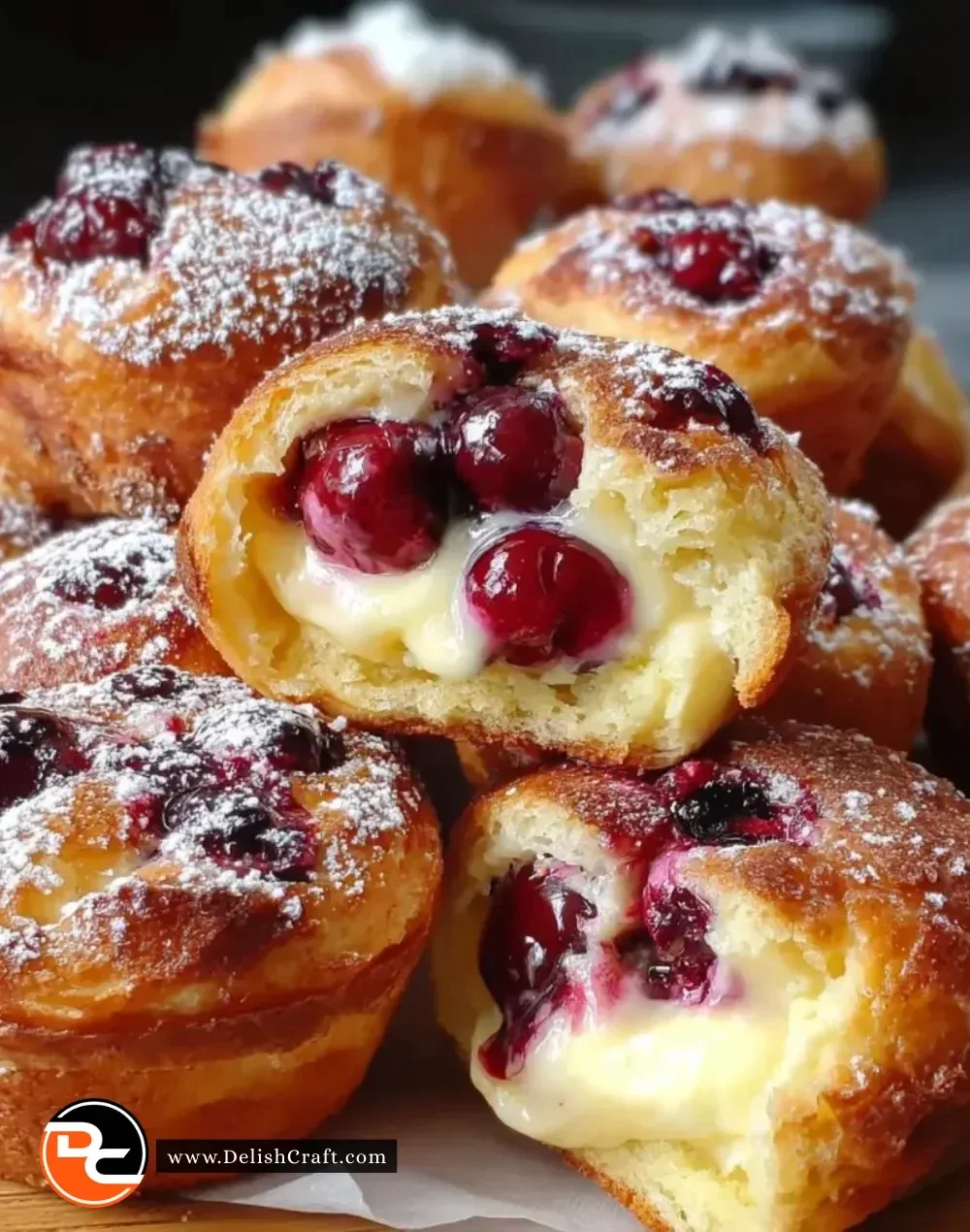 Cherry Cheesecake Crescent Muffins fresh out of the oven