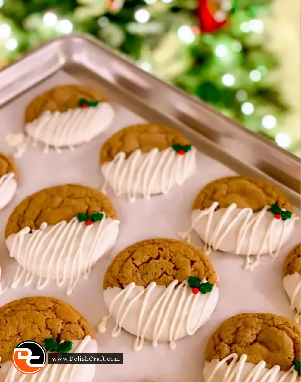 Chewy maple cinnamon cookies topped with white chocolate chunks.
