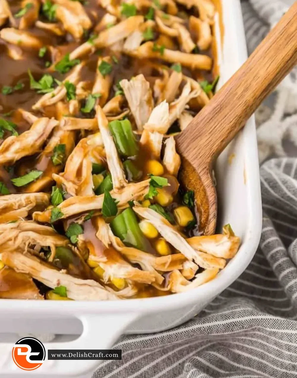 Creamy Chicken Mashed Potato Casserole served in a baking dish