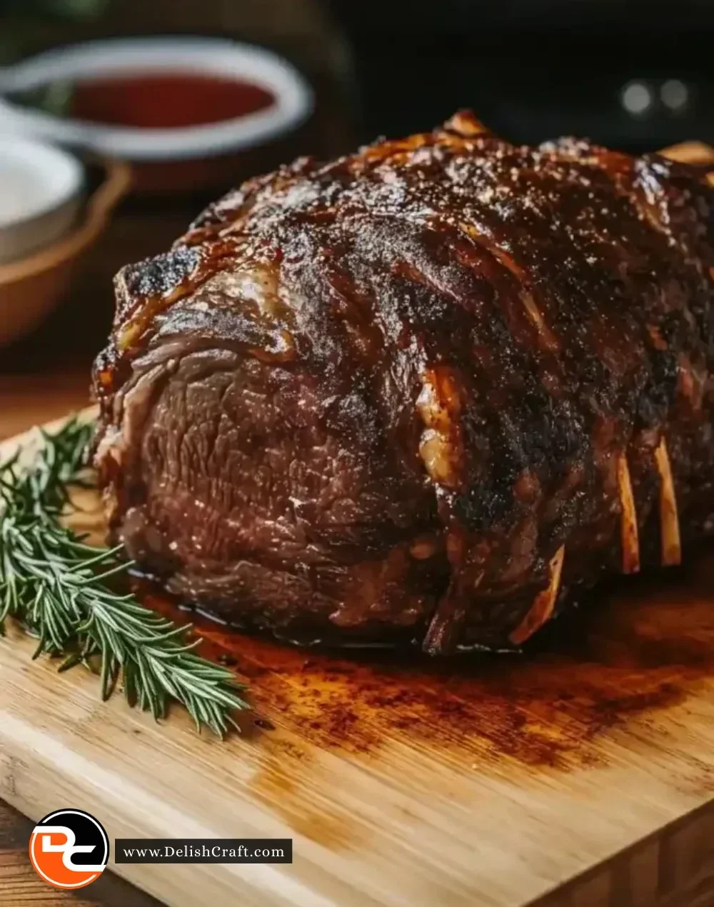 Classic Christmas prime rib served with festive sides