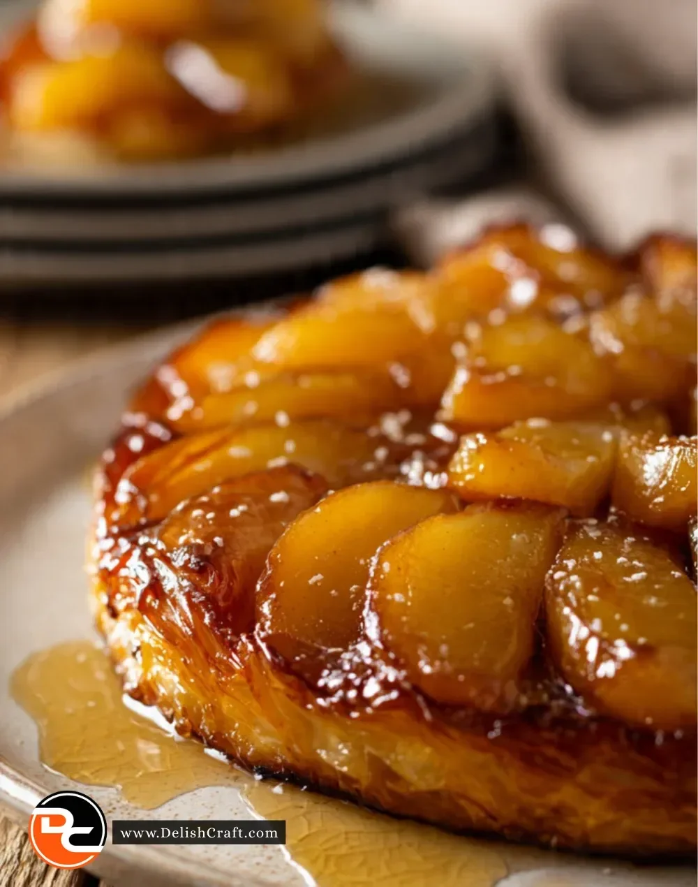Classic Tarte Tatin, an upside-down caramelized apple tart served warm