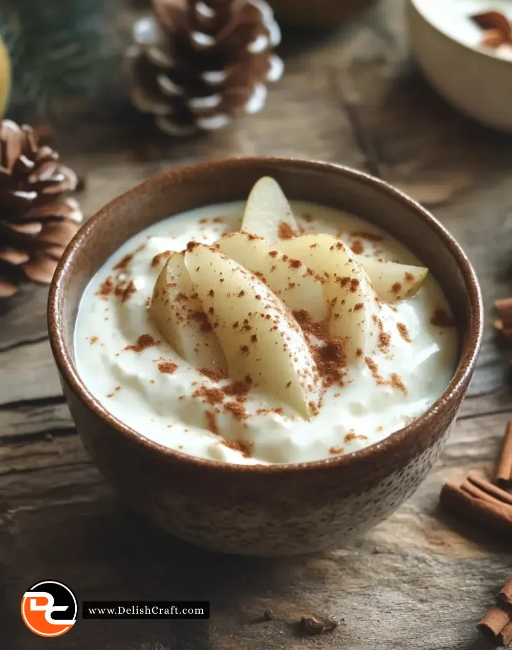 Delicious Easy Christmas Spiced Pear Yogurt with festive garnishes