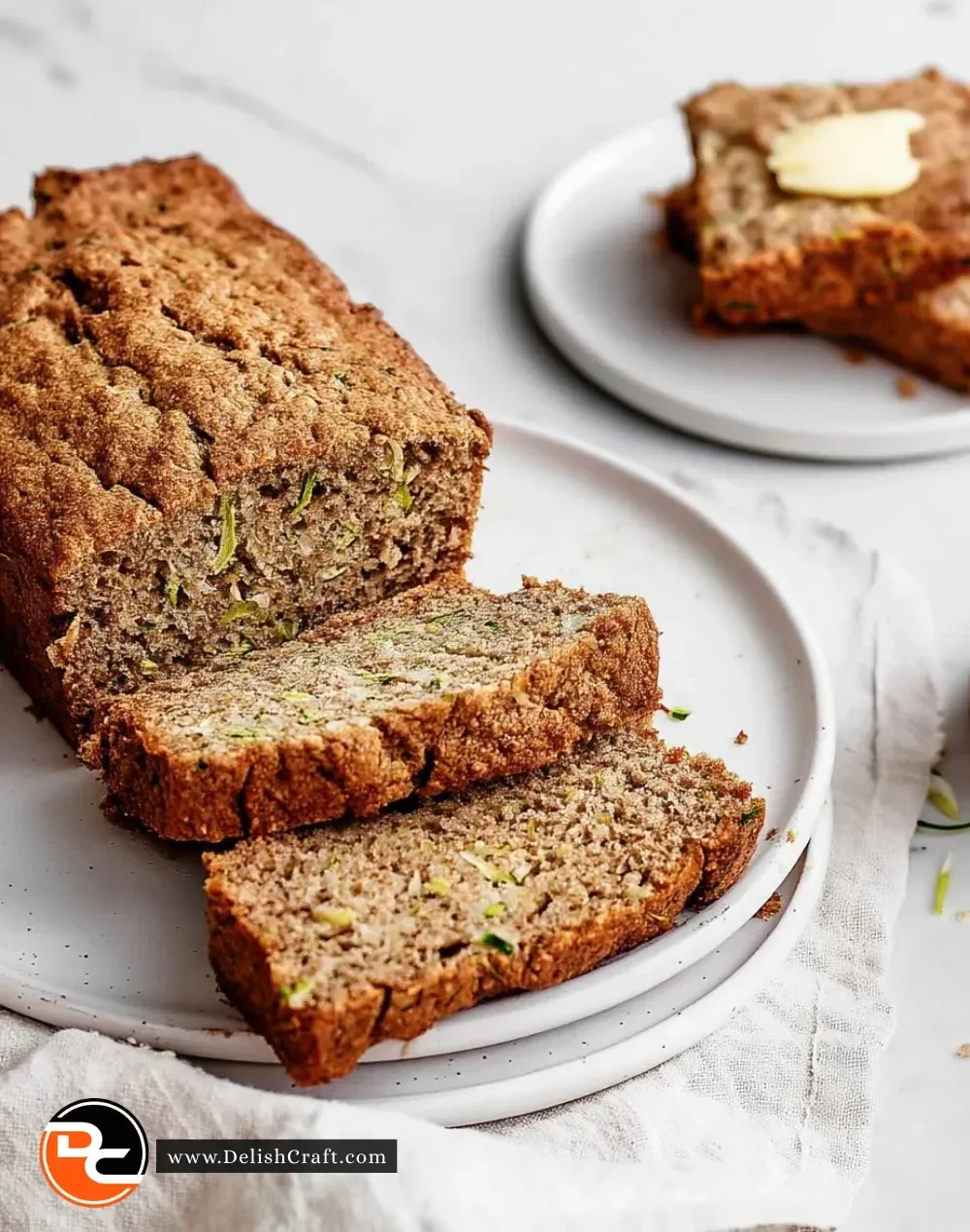 Slice of easy gluten-free zucchini bread on a plate