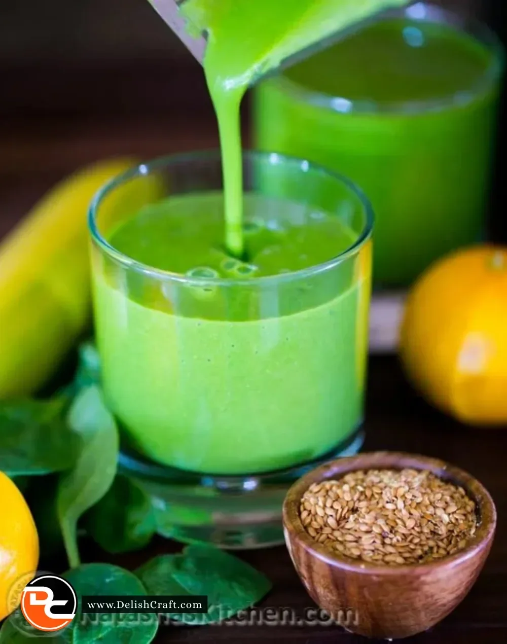 Green Flaxie Smoothie featuring fresh greens and flaxseed for health