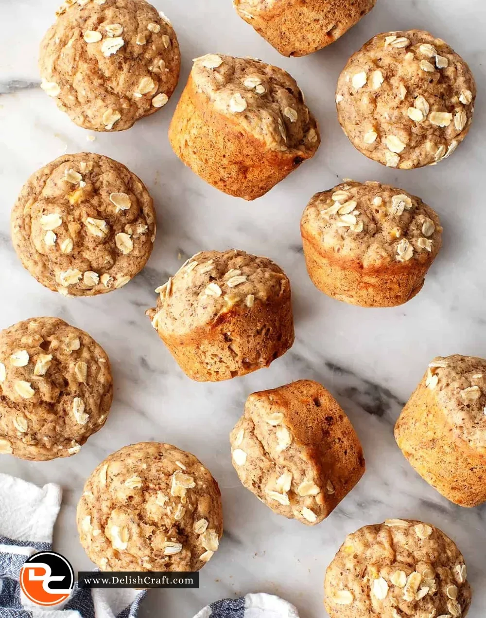 Freshly baked healthy banana muffins with ripe bananas and wholesome ingredients