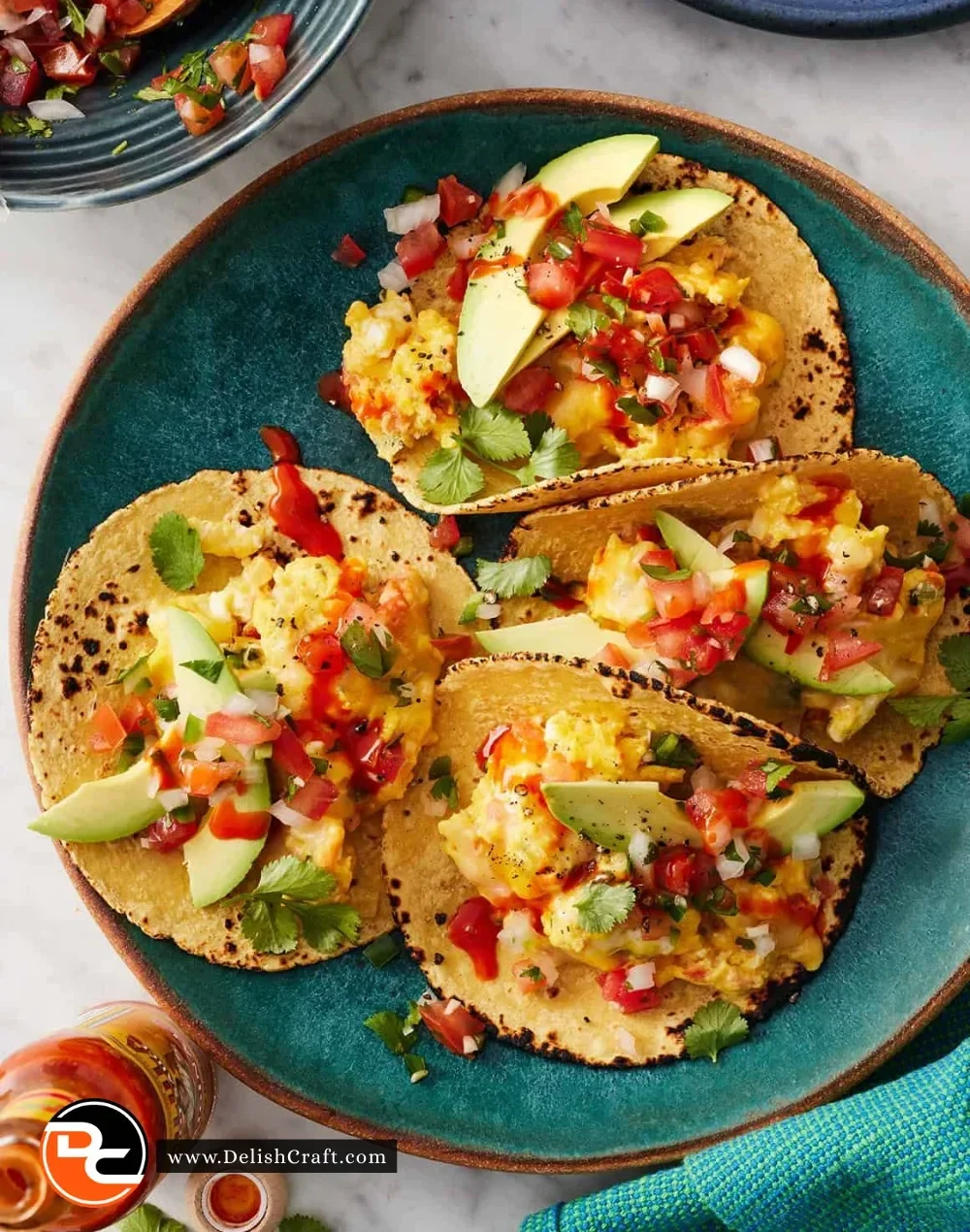 Delicious healthy breakfast tacos with fresh ingredients on a plate